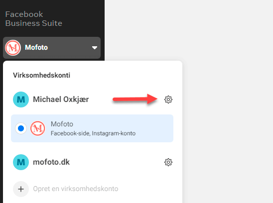 Personlige indstillinger i Facebook Business Suite