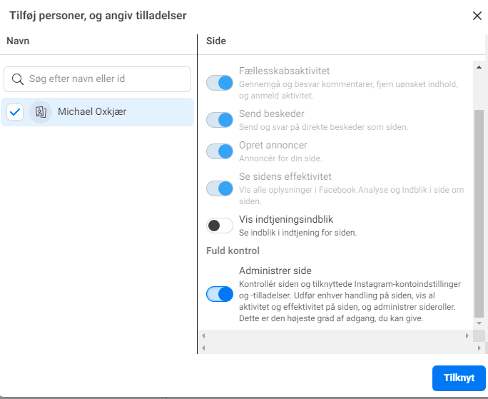 Administrator rettigheder til Facebook side